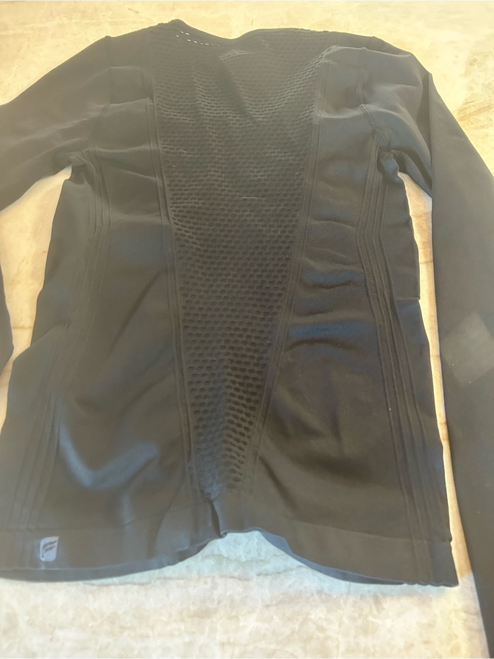 Fabletics Black Long Sleeve Bodysuit S Mesh Panel Active Top - Picture 8 of 9
